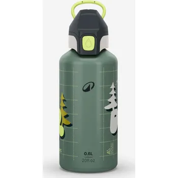 Láhev QUECHUA Dětská turistická hliníková láhev s rychlým otevíráním 500 0,6 l ZELENÁ