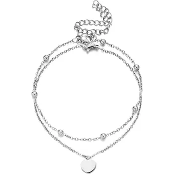 Náramek Vrstvený ocelový náramek na nohu se srdíčkem - Meucci DB570