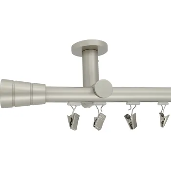 Garnýž Kovovégarnýže.cz Stropní garnýž Sotra broadway 19 mm matný nikl Varianta jednořadá nebo dvouřadá: Jednořadá, Uchycení látky: jezdec s háčkem, Délka garnýže Broadway: 600 cm