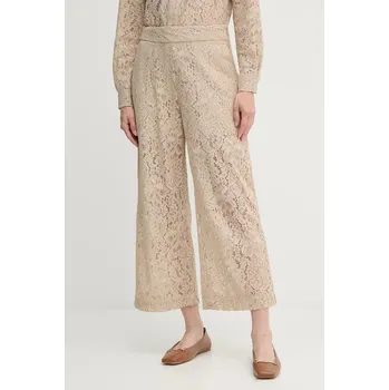 Dámské kalhoty Kalhoty Dkny dámské, béžová barva, high waist, DJ5P3081 80X, vel. 36