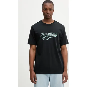 Pánské tričko Bavlněné tričko Converse pánské, černá barva, s potiskem, 10027994-A04 10027994.A04 99X, vel. S