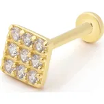Lillian Vassago Zlatý piercing labreta čtverec zdobený zirkony LLV92-GPI094LB