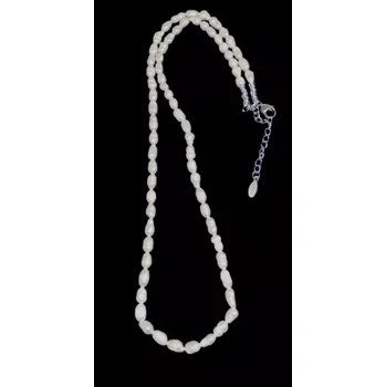 Náhrdelník Náhrdelník z bílých říčních perel – jemné perličky s chirurgickou ocelí, 48 cm pro harmonii a klid (pěkné maličké oválky)