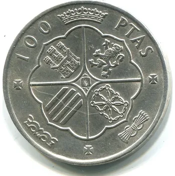 ŠPANĚLSKO. 100 Pesetas 1966/67. Ag.