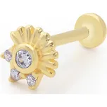 Lillian Vassago Zlatý piercing labreta slunce zdobené zirkony LLV92-GPI075LB