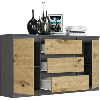 Komoda Prostorná komoda R-140-S3 - různé barevné varianty antracit mix artisan