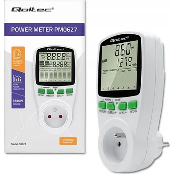 Qoltec Měřič spotřeby energie PM0627 s historií měření | 3680W |