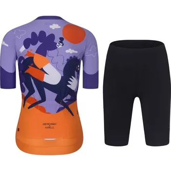 cyklistický dres RIVANELLE Cyklistický krátký dres a krátké kalhoty - STALLION - oranžová/fialová
