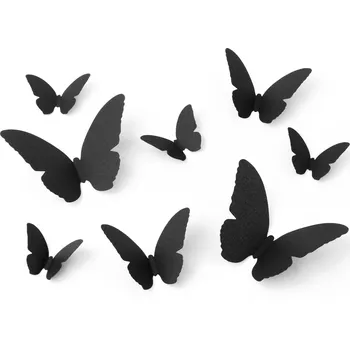 Party dekorace Dekorace na zeď černé papírové můry 6–12 cm, sada 30 ks s lepením