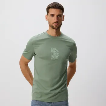 Pánské tričko Reserved - Tričko střihu regular s výšivkou - bledá zelená - 400EX-07X - 400EX-07X-M