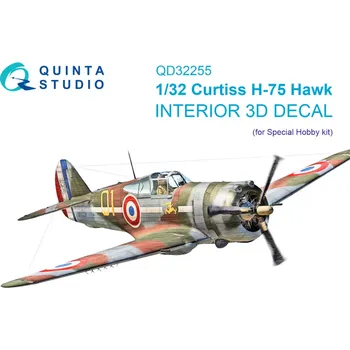 Plastikový model Quinta studio 1/32 Curtiss H-75 Hawk 3D&col.interior (SP.H.)