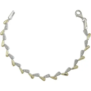 Náramek Stříbrný náramek zlacené lístečky délka náramku 18cm