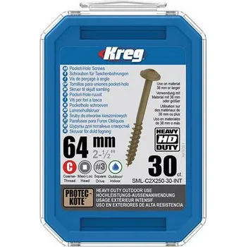 Šroub IGM Kreg Protec-Kote Maxi-Loc HD Šrouby pro skryté spoje - 64 mm, hrubý závit, 30 ks, SML-C2X250-30