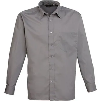 Pánská košile Premier Workwear Pánská košile s dlouhým rukávem PR200 Dark Grey -ca. Pantone 431 47 (18H)