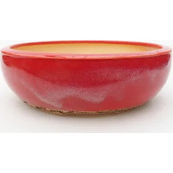 Květináč Keramická bonsai miska 18 x 18 x 5,5 cm červená