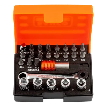 Bit Bahco Sada bitů 1/4'', nástr. klíčů, bitové ráčny a adapt.