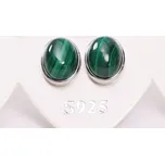 Magieprirody.cz Náušnice Malachit ovál 6x8 mm se stříbrem #127 S925