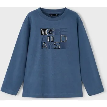 Dětské bavlněné tričko s dlouhým rukávem Mayoral modrá barva, s potiskem, 4095 4095.5H.Mini.9BYA 95X, vel. 140