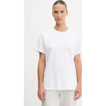 Bavlněné tričko Dkny dámské, bílá barva, DP5T1346 00X, vel. M