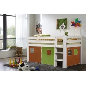 Dětská postel Dětská VYVÝŠENÁ postel DOMEČEK zelenooranžový - BÍLÁ