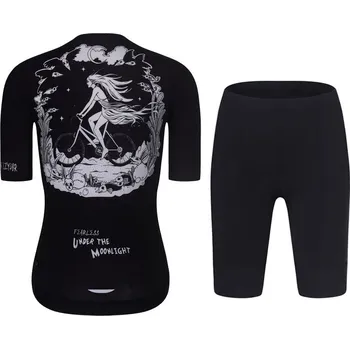 cyklistický dres RIVANELLE Cyklistický krátký dres a krátké kalhoty - MOONLIGHT - bílá/černá