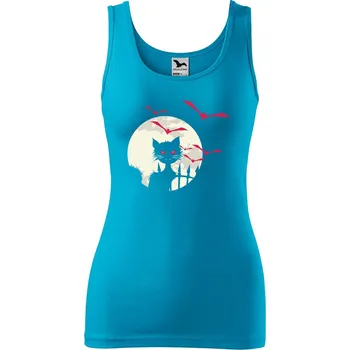 Dámské tílko s potiskem Kočka a netopýři Velikost: 2XL, Barva: Tyrkysová