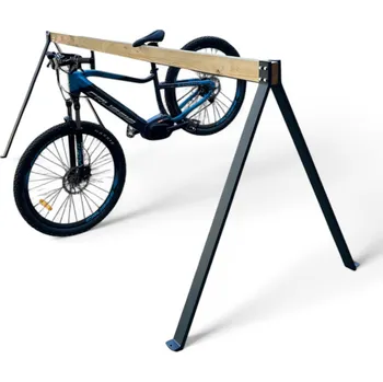 stojánek na kolo Stojan na kolo za sedlo se dřevěným nosníkem KACERLE KS-910 - 2 m přírodní (bez povrchové úpravy), povrch nohou žárový zinek, smrkové dřevo