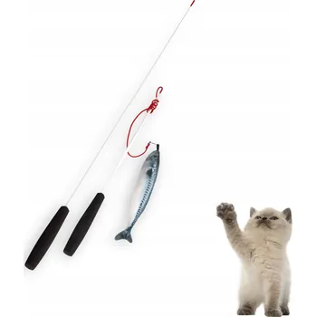 Hračka pro kočku RYBÁŘSKÝ HRAČKA PRO KOČKY REALISTICKÁ INTERAKTIVNÍ HRAČKA S RYBAMI 101 CM