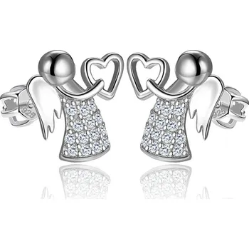Náušnice Stříbrné náušnice andílci se srdíčkem