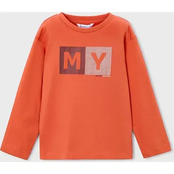 Bavlněné tričko s dlouhým rukávem Mayoral 173.5C.Mini.9BYA oranžová 22X, vel. 122