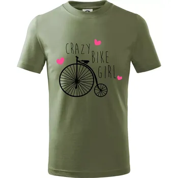 Crazy bike girl - Tričko dětské bavlněné - 158 cm/12 let ( Khaki )