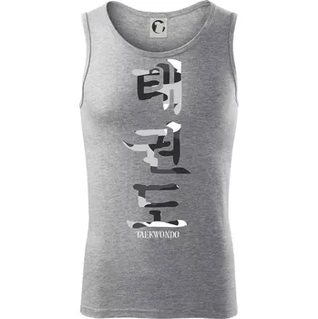 Taekwondo maskáčový nápis - Tílko pánské Core - XL ( Tmavě šedý melír )