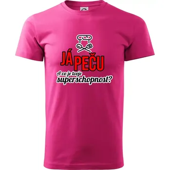 Pánské tričko Já peču - tvoje superschopnost? rovný nápis - Klasické pánské triko vyšší gramáže - M ( Purpurová )