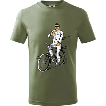 Chlapecké oblečení Gentleman na kole s pivem - Tričko dětské bavlněné - 122 cm/6 let ( Khaki )