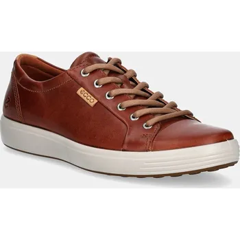 Pánské tenisky Kožené tenisky Ecco Soft 7 Shoe Lace Up pánské, hnědá barva, 430004-01053 430004.01053 88X, EUR 41
