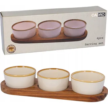 Zestaw do serwowania przekąsek 4 el. keramická misky , 8,5 cm, s prkénkem
