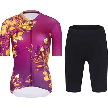 cyklistický dres RIVANELLE Cyklistický krátký dres a krátké kalhoty - BAROC - žlutá/fialová