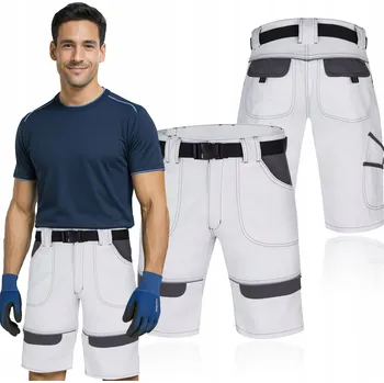 Pracovní obuv Krátké Kraťasy pracovní kalhoty Bílé Montérské Bavlněné Ochranné 58