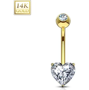 Piercing Šperky4U Zlatý piercing do pupíku - srdíčko, Au 585/1000 - ZL01087C-YG