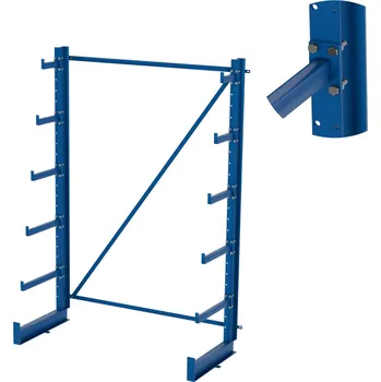 Dílenský regál Výškově nastavitelný svařovaný konzolový regál, jednostranný, stromečkový, 2000×1350×635 mm