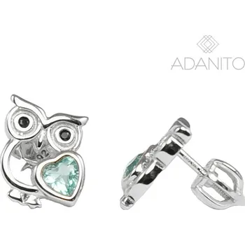Náušnice Stříbrné náušnice sovičky s modrým zirkonem
