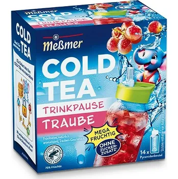 MESSMER LEDOVÝ OVOCNÝ ČAJ COLD TEA SLŮNĚ HROZNO 38,5g NĚMECKO!