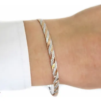 Náramek Luxusní dámský stříbrný náramek 4,2mm bicolour 5,00g 19cm Stříbro 925/1000