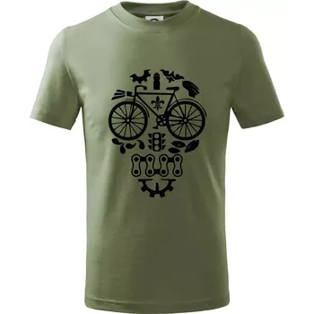 Bike lebka - Tričko dětské bavlněné - 134 cm/8 let ( Khaki )