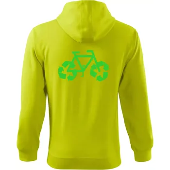 Pánská mikina Kolo ekologie - Mikina s kapucí na zip trendy zipper - M ( Limetková )