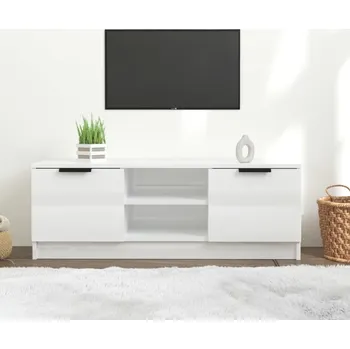 Obývací pokoj vidaXL TV skříňka bílá vysoký lesk 102 x 35 x 36,5 cm kompozitní dřevo