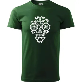 Pánské tričko Bike lebka - Triko extra velké (5-8XL) - 6XL ( Lahvově zelená )