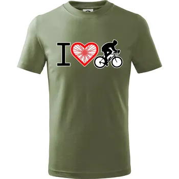 I love cycles výplet - Tričko dětské bavlněné - 134 cm/8 let ( Khaki )