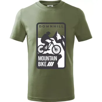 MTB downhill hranaté - Tričko dětské bavlněné - 122 cm/6 let ( Khaki )
