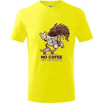 Chlapecké tričko No cofee no workee - Tričko dětské bavlněné - 122 cm/6 let ( Citrónová )